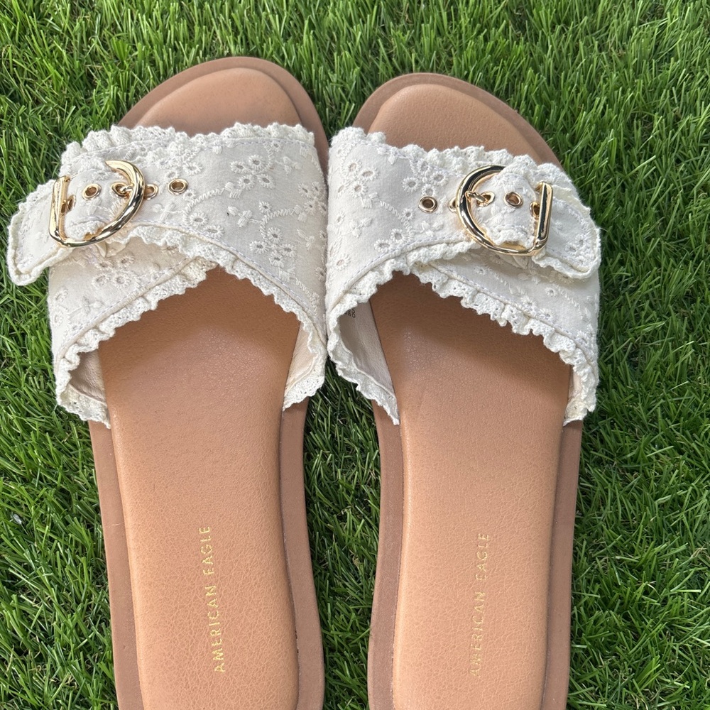 American Eagle Outfitters Lace Detail Sandals - Cream
